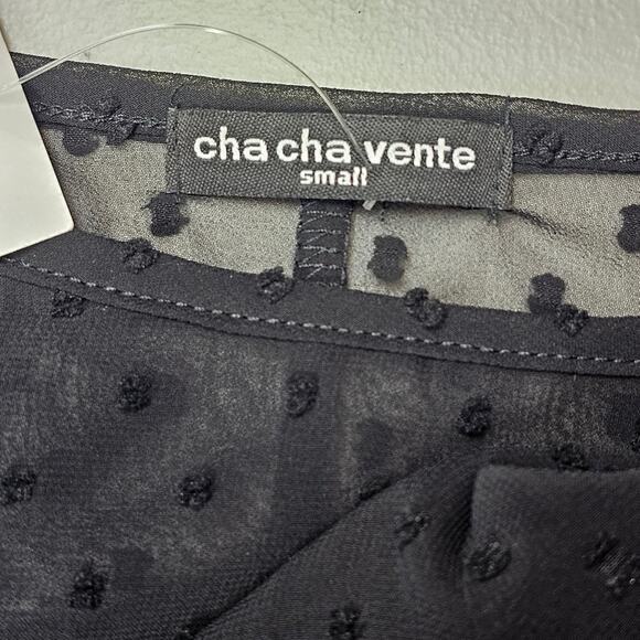 Cha Cha Vente Black Sheer High-Low Swiss Dot Swimsuit Coverup Women's Size S - Picture 6 of 10